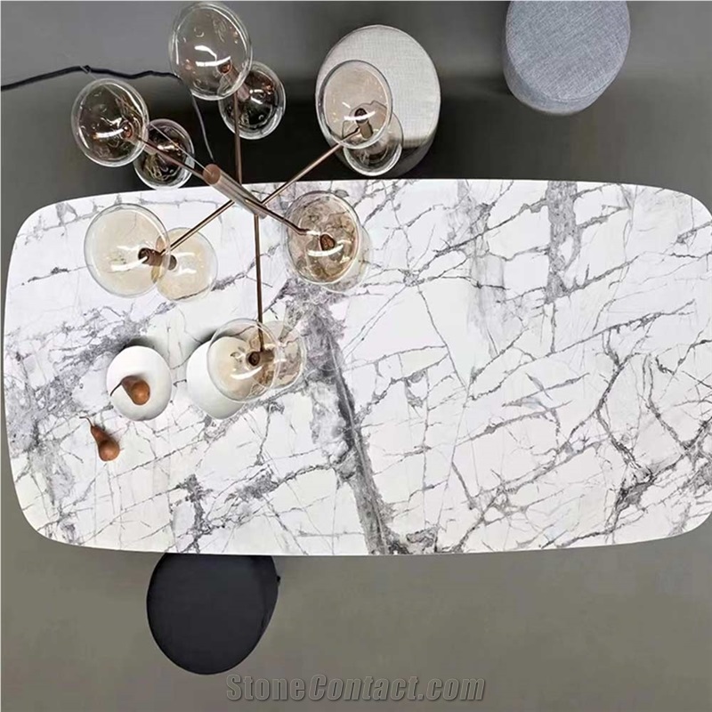 Winter River Snow Marble For Coffee Table