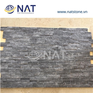 Vietnam Black Marble Split Stacked Ledge Stone Wall Panel