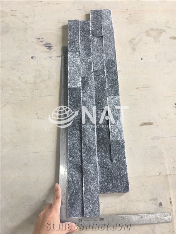 Vietnam Black Marble Split Stacked Ledge Stone Wall Panel