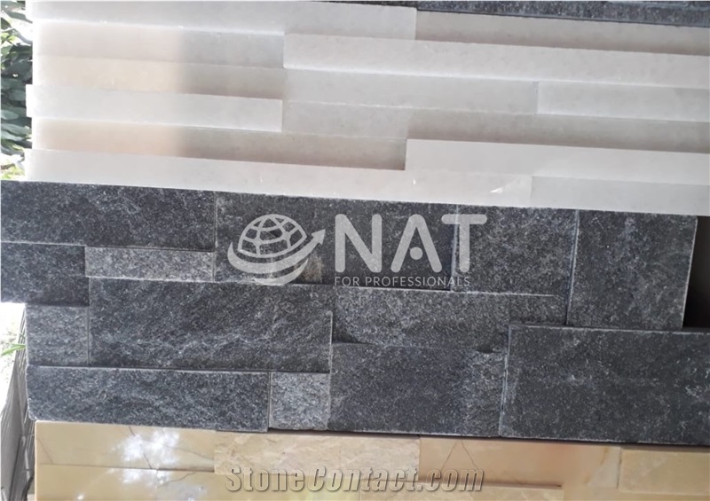 Vietnam Black Marble Split Stacked Ledge Stone Wall Panel
