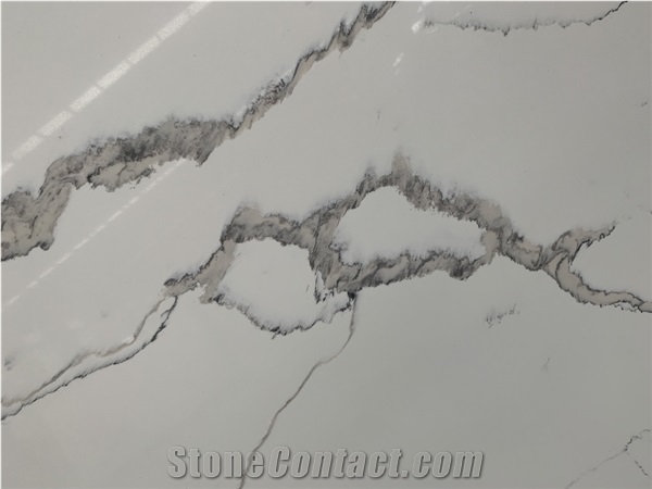 China Artificial Calacatta Alaska Quartz Stone Slab
