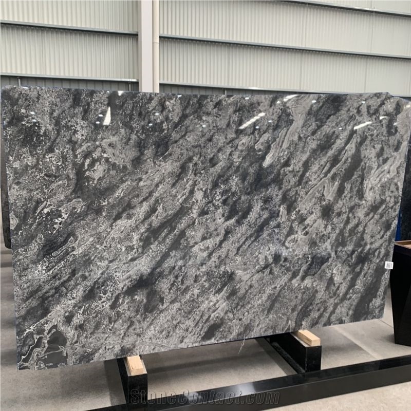 Polished Natural Dark Grey Stone Amazon Grey Marble Slabs from China