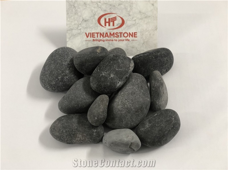 Natural Black Pebble Stones Tumbled VN