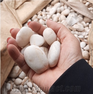 Tumbled White Pebble Stones Made From Marble