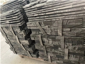 4-Layer Stone Stacked Veneer Kenya Black Marble Wall Ledgers