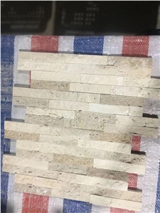 Feature Wall Stone Panels White Travertine Stacked Veneer