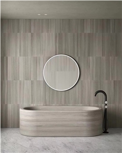 Freestanding Marble Bath Tubs Wooden White Oval Bathtub