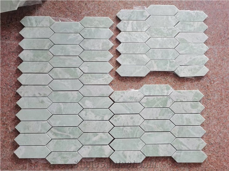 Green Marble Bathroom Floor Mosaic Green Jade Chevron Tile