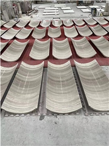 Hollow Marble Column White Wood Grain Veneer Column Wraps