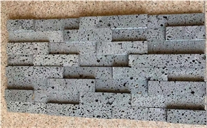 Lava Black Ledger Stone Veneer Volcanic Stacked Feature Wall