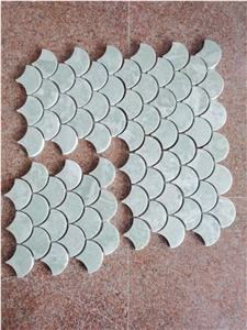 Light Green Jade Mosaic Tile Fan Shape Marble Backsplash