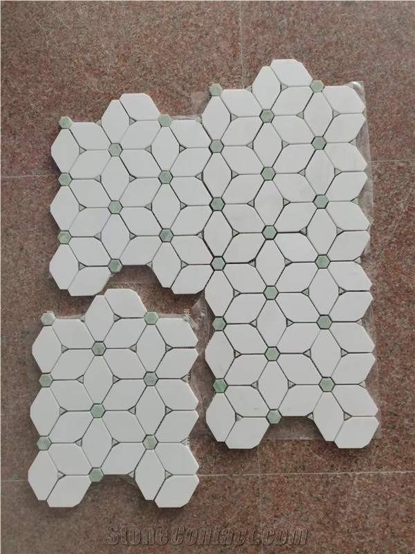 Light Green Jade Mosaic Tile Fan Shape Marble Backsplash