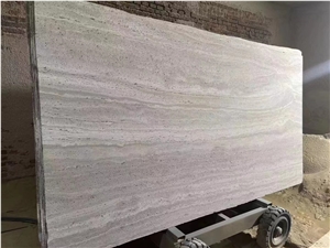 Sanded Silver Travertine Slab Titanium Silver Travertine