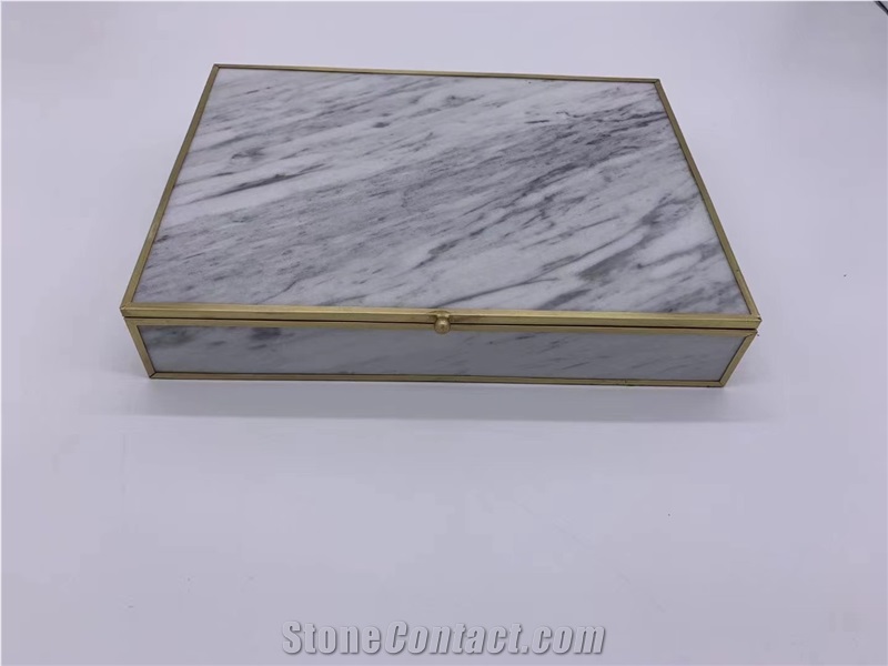 White Onyx Paper Box Stone Paper Holder Bathroom Accessories