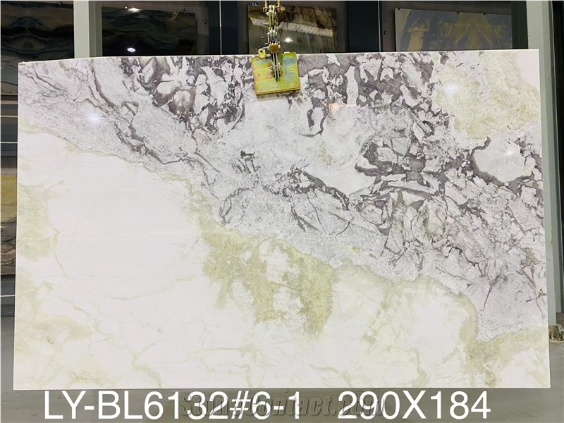 18MM High Quality Polished Picasso White Marble Slab