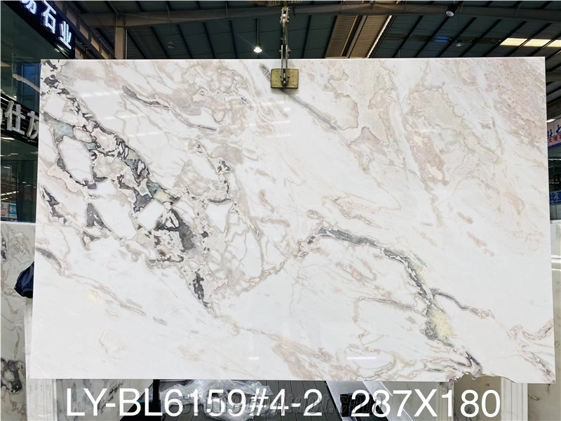 Polished Natural Stone 18Mm Picasso White Marble Slabs