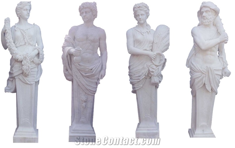 Marble Carved Four Lady Sculptures