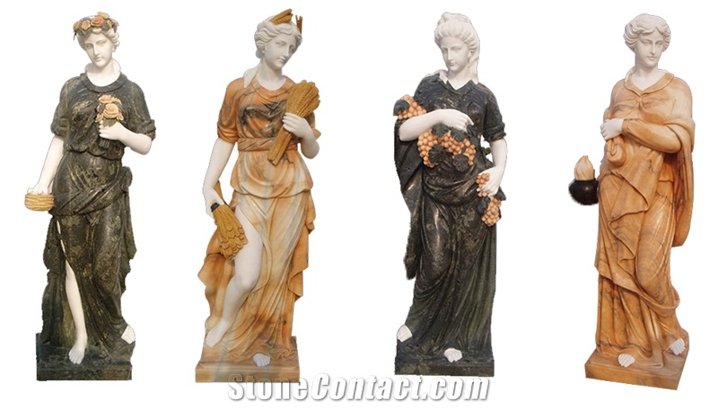 Marble Carved Four Lady Sculptures