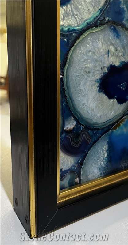 Blue Agate Home Decoration Items, Semiprecious Stone Wall