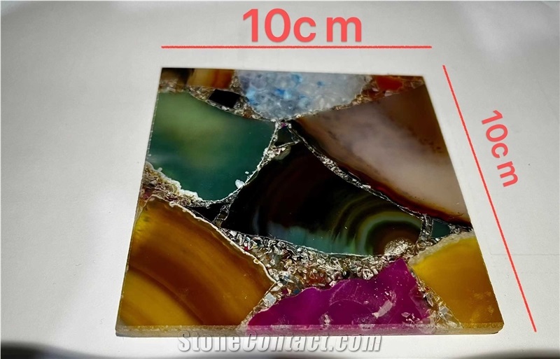 Colors Gemstone Slab, Small Agate Cup Mat