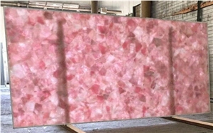 Pink Crystal Quartz Semiprecious Stone Slabs