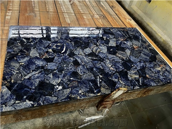 Semiprecious Gem Stone Blue Sodalite Wall Tile Slab