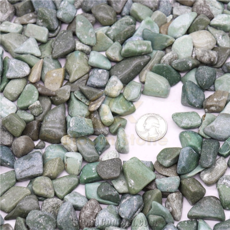 Polished Tumbled Green Pebbles For For Landscaping