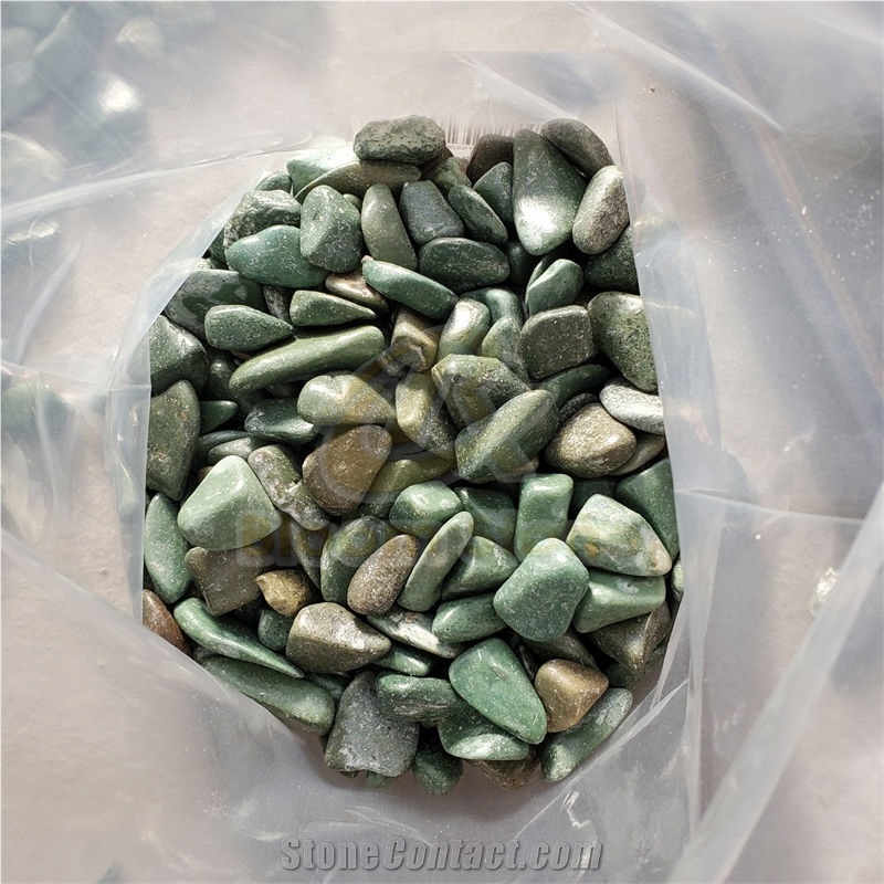 Polished Tumbled Green Pebbles For For Landscaping