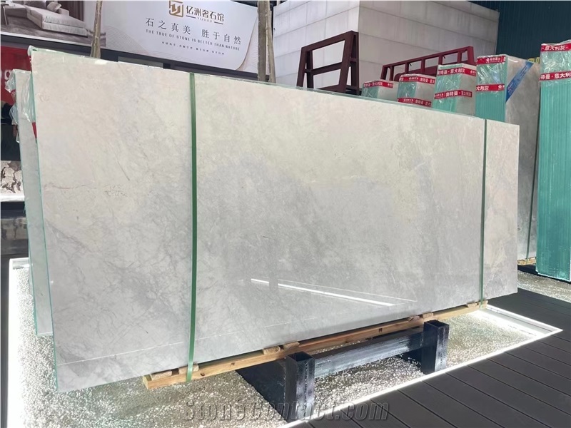 Polished Yabo White Marble With Greytiles Slabs From China