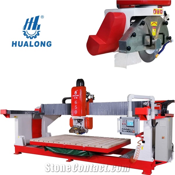 Hualong HLSQ-650 5 Axis CNC Bridge Saw Stone Cutter Sink Countertop Machine