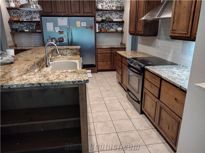 Snow Fall Granite 3Cm Kitchen Countertops - Eased Edge And Undermount Sink
