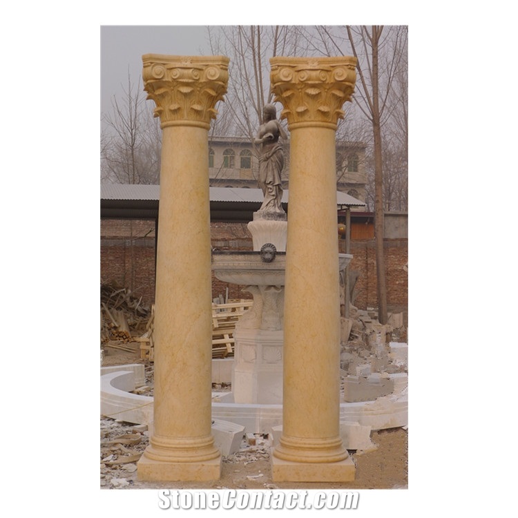 Beige Nature Marble Columns Roman Column Mold For Sale