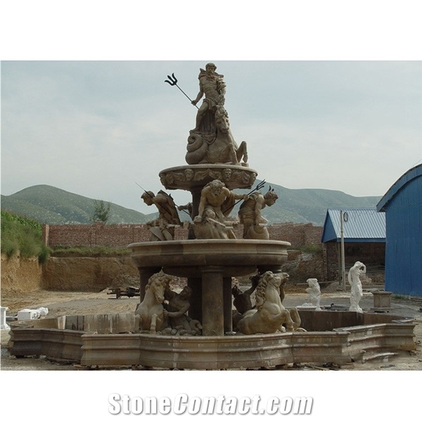 Big Beige Sculpture Water Fountain Gradern For Sale