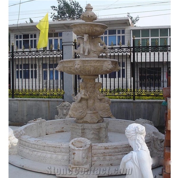 Big Beige Sculpture Water Fountain Gradern For Sale