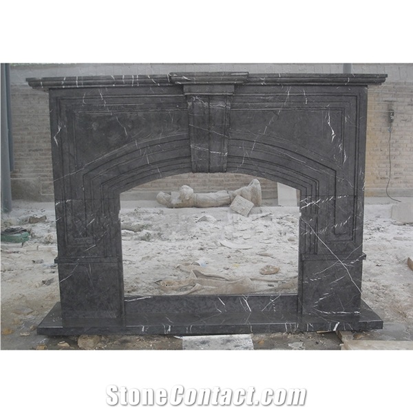 Decorative Black Marble Fireplace