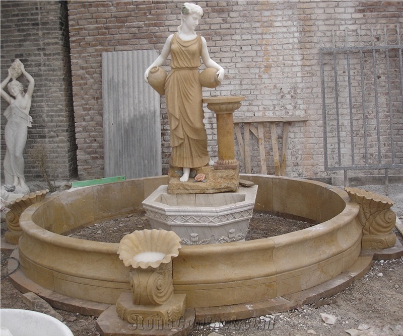 Hand Carved Human Statue Water Fountain Outdoor For Garden