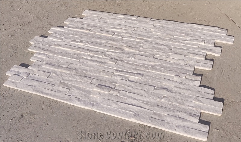 Pure White Natural Culture Stone Cladding Exterior Wall