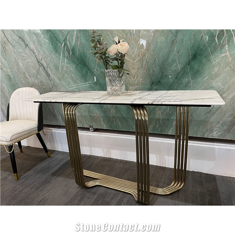 Rectangle Marble Modern Luxury Stone Dining Table Set For Sale
