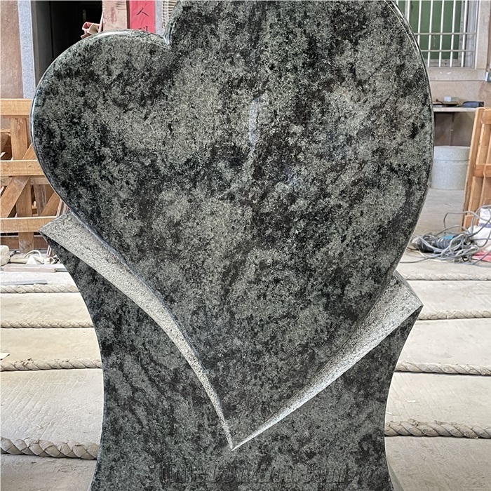 Olive Green Granite Germany Heart Tombstone