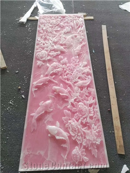 Afghan Pink Onyx Wall Relief
