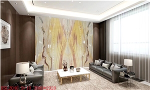 Bookmatched Quartzite Slab For Tv Background
