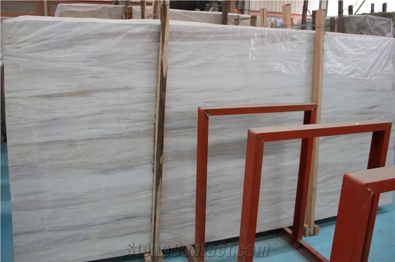 China Eurasian White Wood Grain Marble Wall Slabs