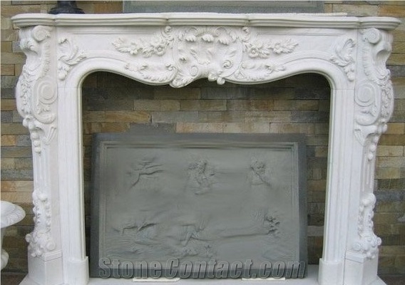 Factory Price Kwong Sal White Marble Fireplace