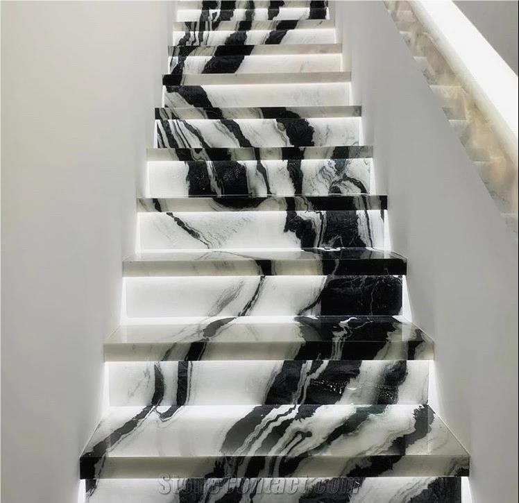 HOT Panda White Marble Stone Stairs, Steps With Premium Quality