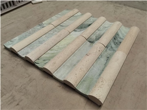 Ice Green Marble&Beige Travertine Mix Mosaic Tiles