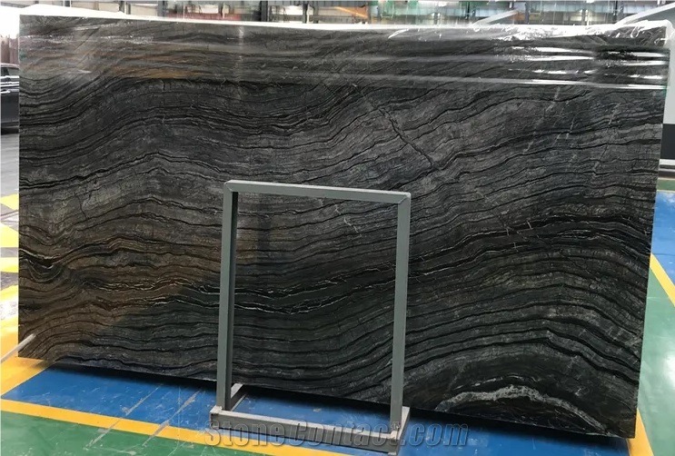 Kenya Black Marble Ancient Wood Vein Wave Marble Slabs