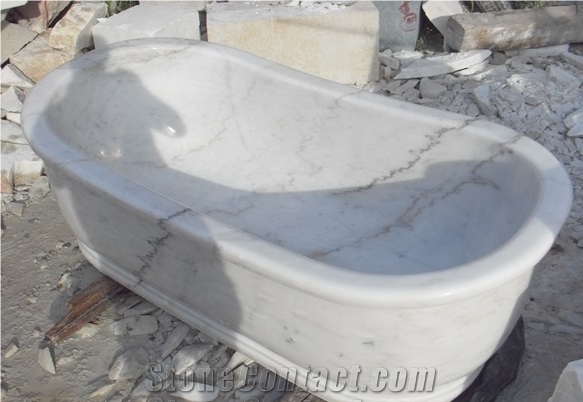 Kwong Sal White Marble Full Body Bathtub