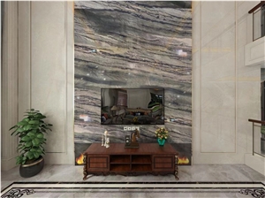 Line Grey Black Veins Natural Quartzite Stone Slab For Wall