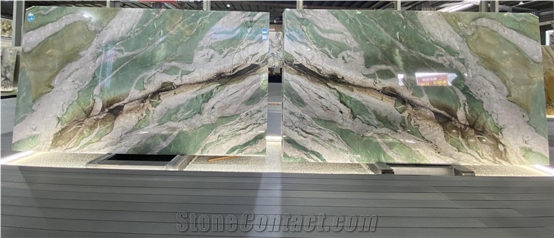 Natural Green Quartzite Luxury Stone For Hotel