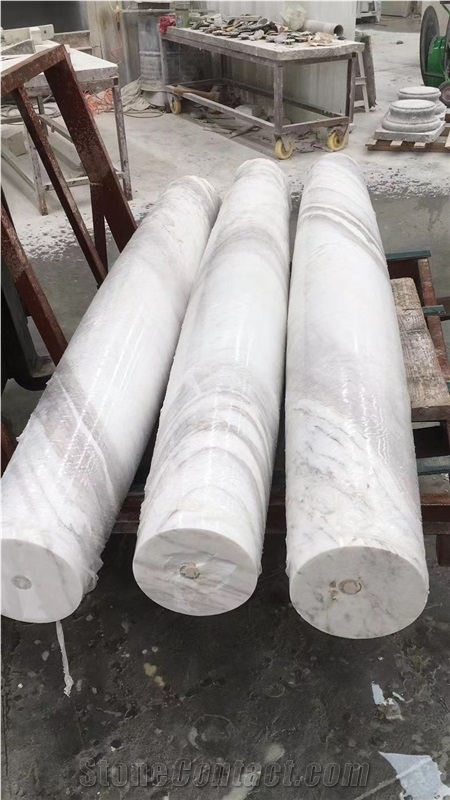 Volakas Bianco Marble Solid Column Pillar
